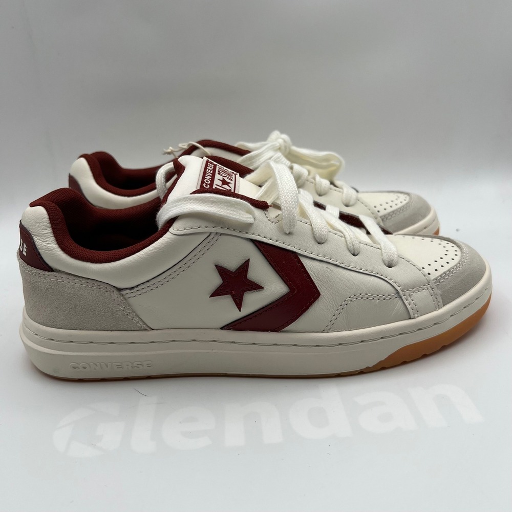 Converse Pro Blaze Sneakers Mens 7 White Burgundy Leather Suede Low Top Skate